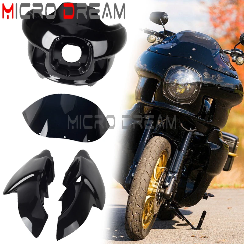 

Upper Lower Fairing Windshield Cover w/ 7" LED Headlight For Harley Softail Street Bob Breakout 114 Standard Slim 2018-2023