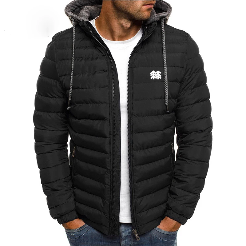 KOLON SPORT Men's Winter Parka Fashion Hooded Cotton Coat Jacket Casual Warm Clothes Men's Coat Street Style Down Jacket Coat