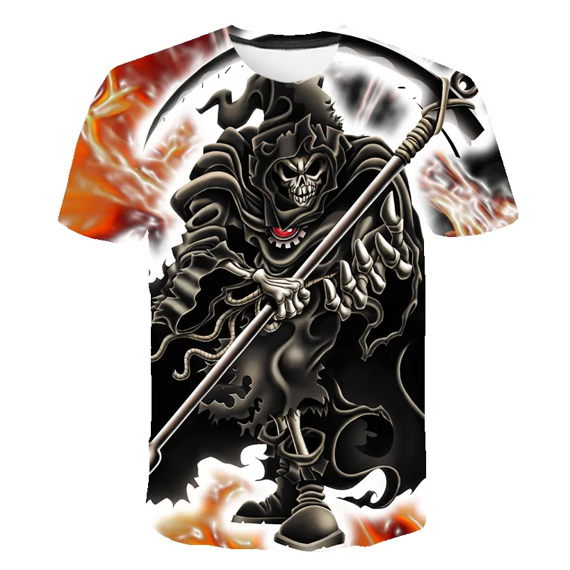 

Мужская футболка с круглым вырезом и 3D-принтом, летняя повседневная спортивная футболка с коротким рукавом и принтом демона, новинка 2022