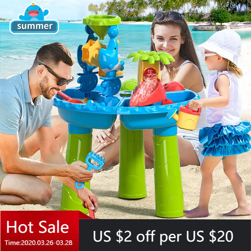 

Большой Песочный набор для водного стола, детские летние пляжные игрушки, уличная садовая песочница для мальчиков, игровые столы, ковш, морс...