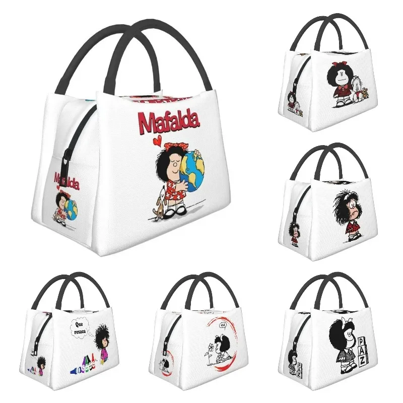 

Mafalda World And Her Puppy Lunch Box Women Quino Cartoon Cooler Thermal Food Insulated Lunch Bag Travel Work Pinic Container