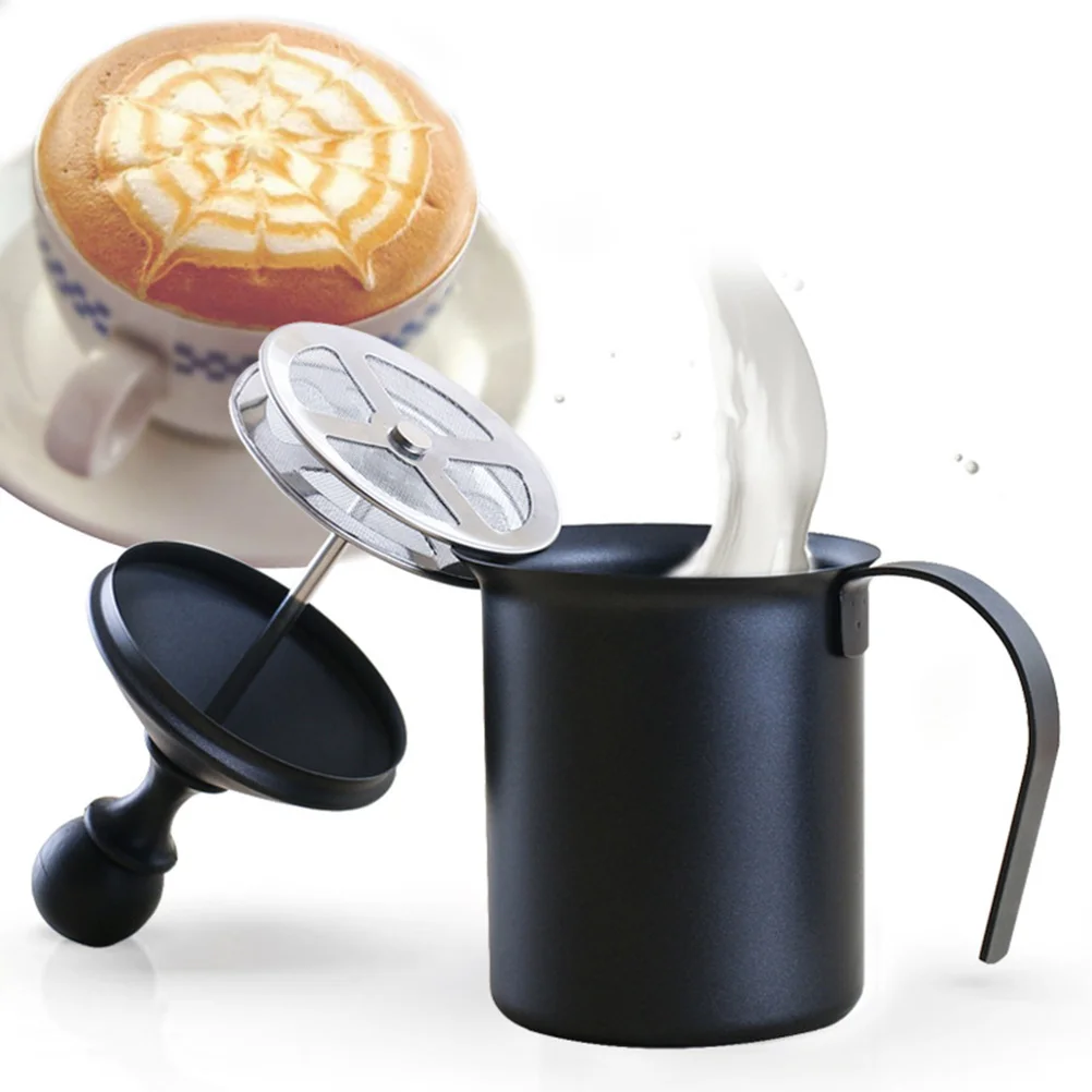 

Stainless Steel Double Strainer Frother Manual Foamer Coffee Utensils for Cappuccinos Latte (400cc)