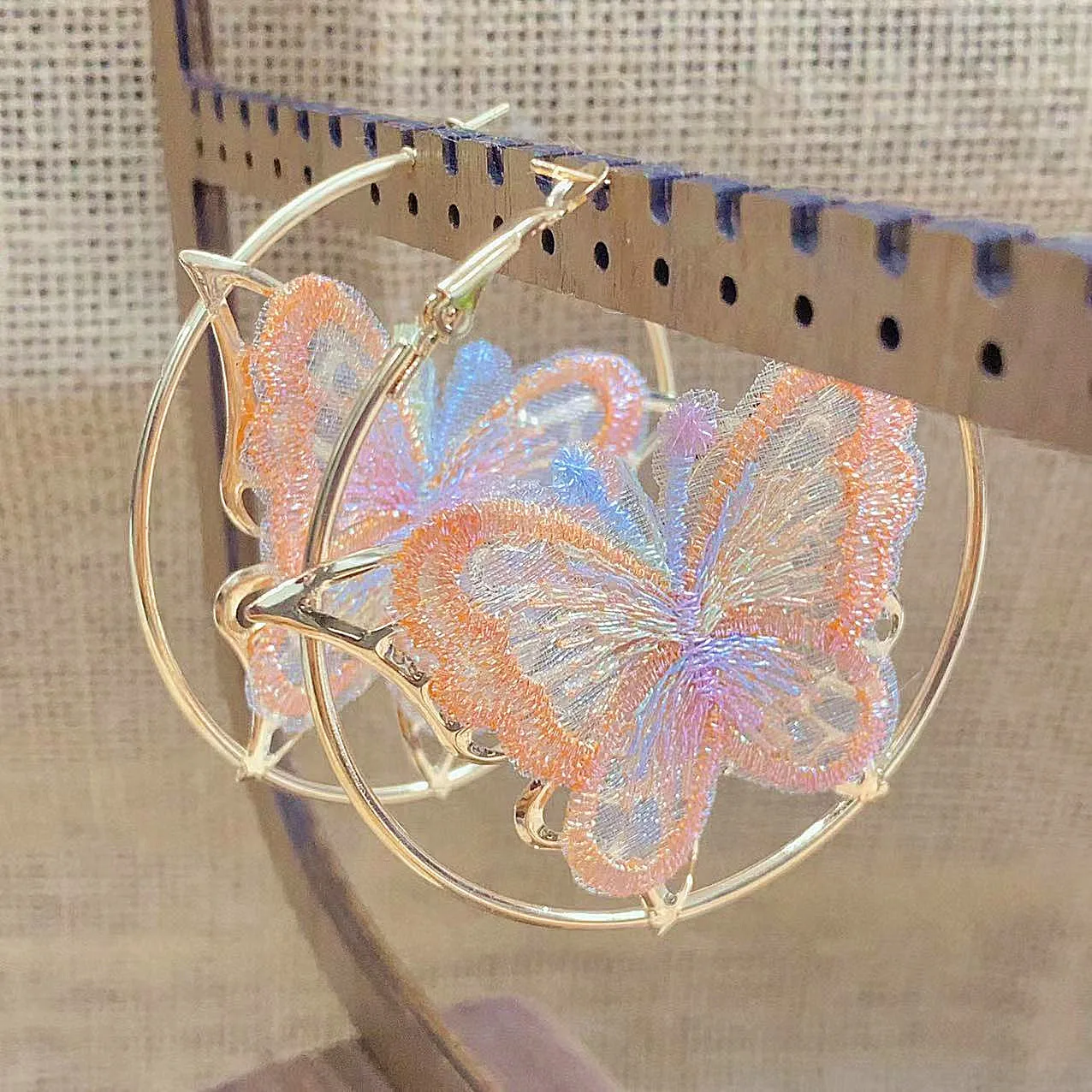 Кружевное кольцо-обруч с бабочкой ювелирные украшения для ушей большие круглые