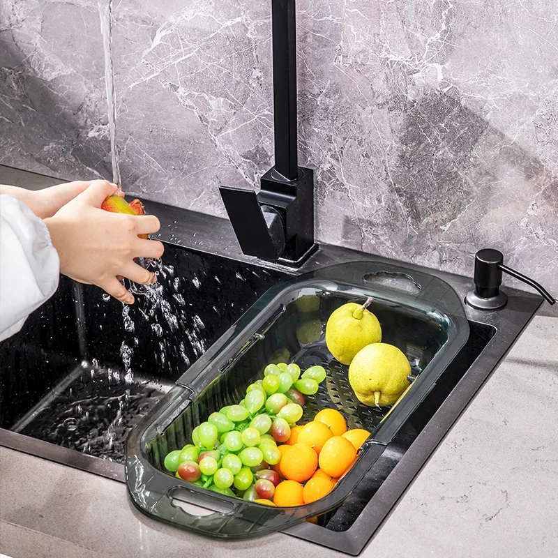 

Kitchen Gadgets Telescopic Wash Basin Kitchen Accessories Draining Basket Home Wash Fruit Tray Sink Water Filter Basket Shelf