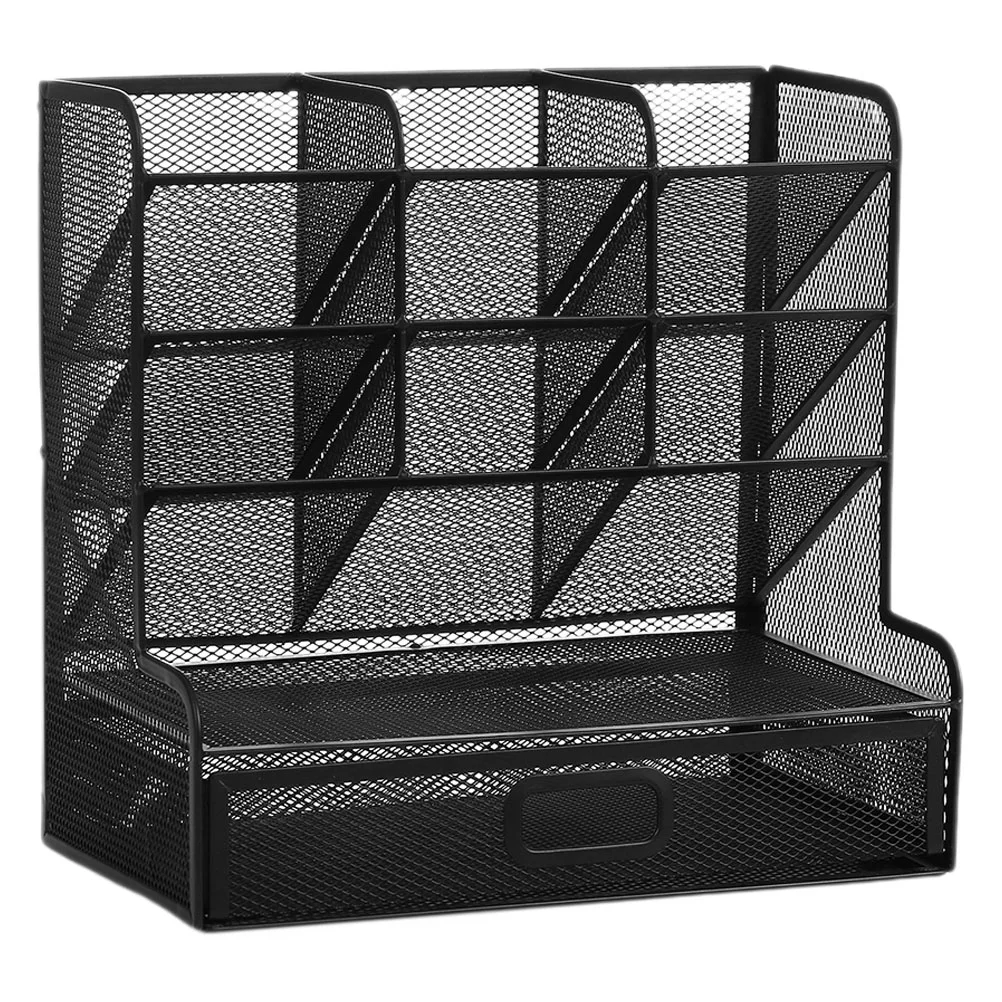 

File Storage Box Desk Pen Organizer Manager Holder Stand Metal Mesh Design