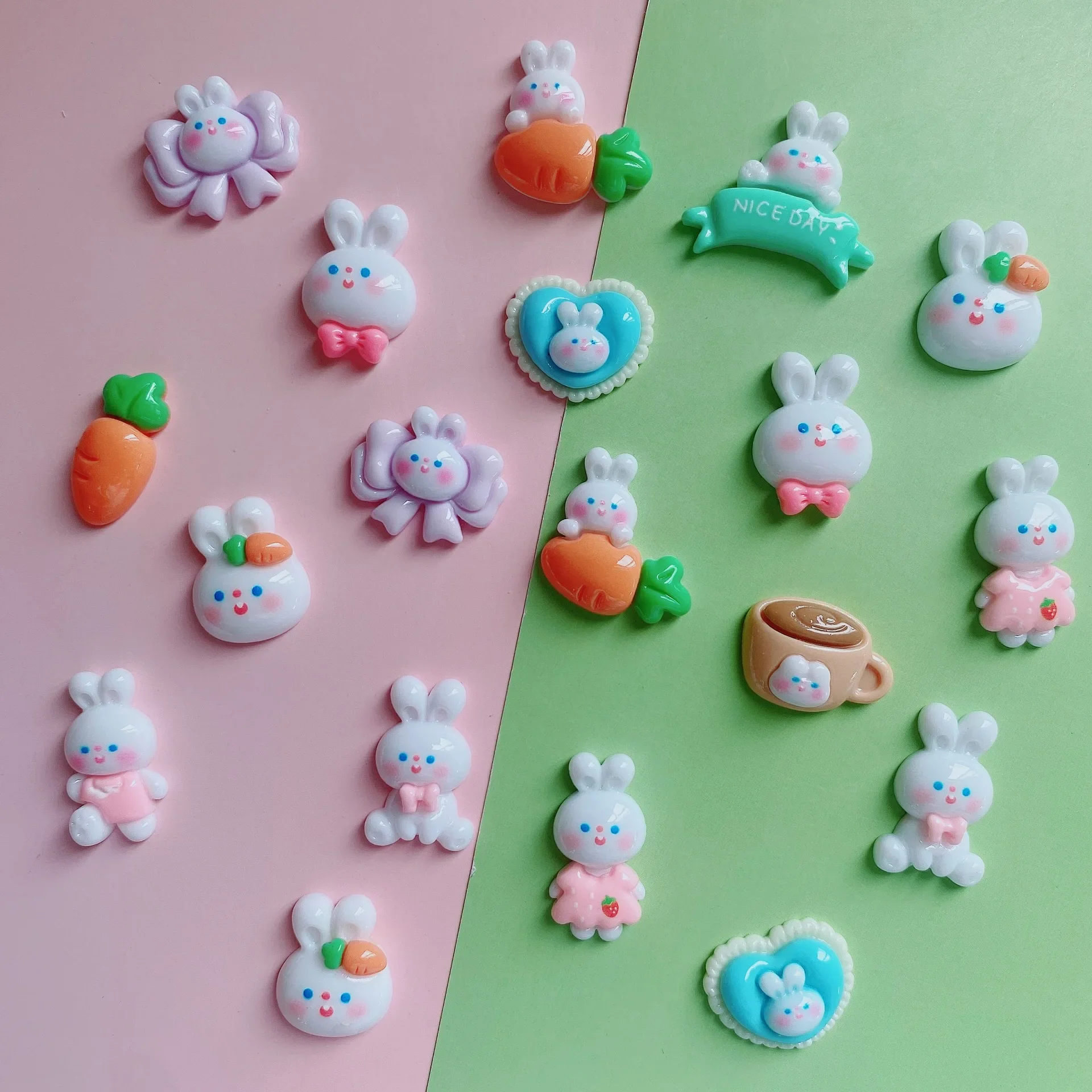 100 шт. блестящий галстук-бабочка с рисунком кролика милый кремовый клей сделай