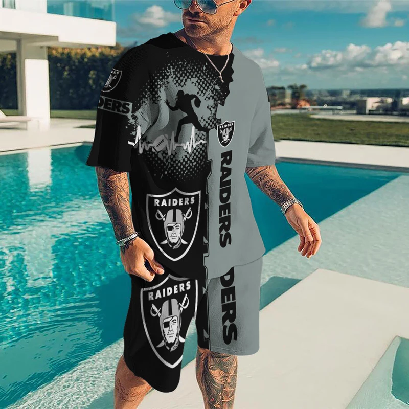 

Men's Sets Fashion Summer Tracksuit For Men Oversized Clothes Casual Short Sleeve T Shirt+Shorts Printed SportsWear 2 Piece Set
