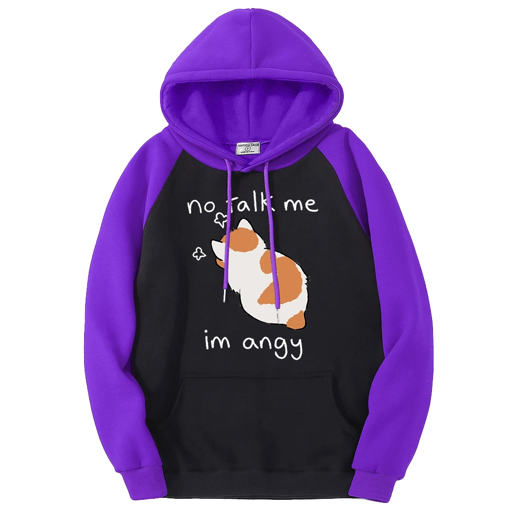 Мужская Толстовка Оверсайз No Talk Me I Anay С Кошачьим Принтом Повседневный Спортивный