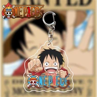 one piece manga keychains anime acrylic pendant key chain holder luffy zoro cartoon figures keyrings cosplay otaku jewelry gifts
