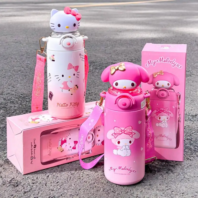 Горячая Распродажа Miniso Sus 316 600 мл Детская кукла соломенная Термокружка Kawaii Hello Kitty