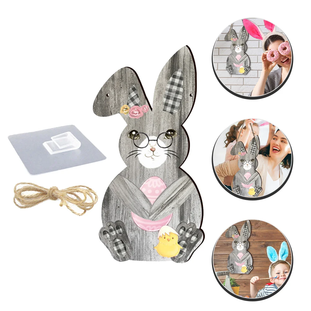 

Easter Sign Hanging Door Wall Plaque Welcome Wooden Rabbit Bunny Party Happy Wood Egg Chick Shaped Spring Board Favors