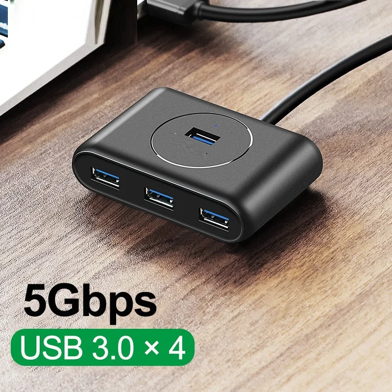 

4-портовый концентратор USB 3,0, высокоскоростной USB-разветвитель для жестких дисков, ноутбуков, ПК, компьютеров, аксессуары, флэш-накопитель, м...