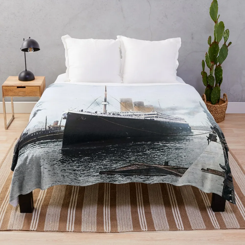 

Titanic prepares to leave port, 1912Throw Blanket Luxury Brand Blanket