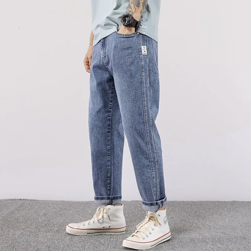 

Джинсы мужские большого размера, свободные эластичные леггинсы, джинсы Harlan, летние укороченные брюки