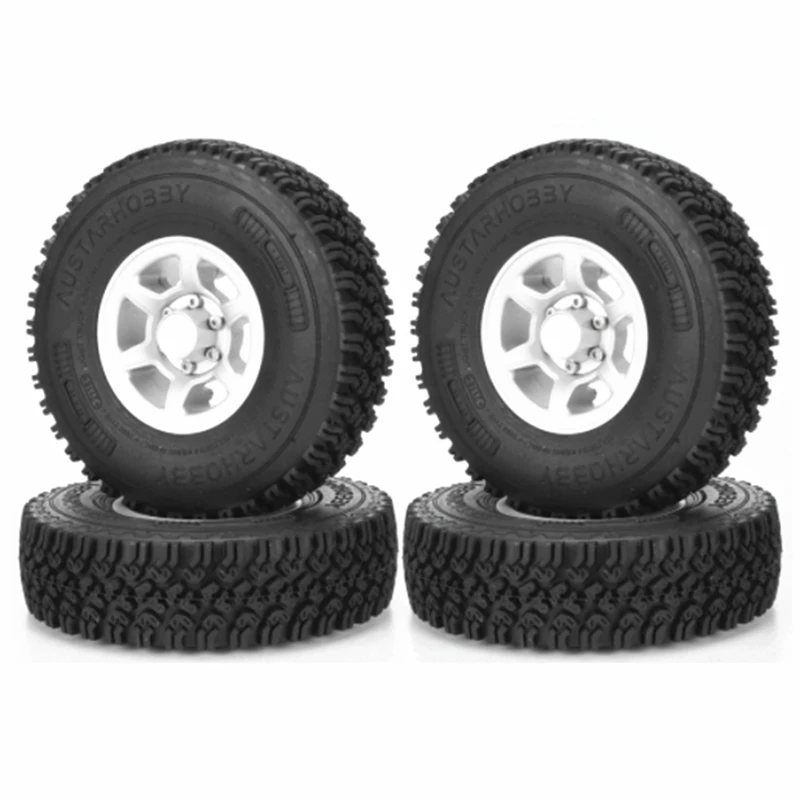 

4PCS 90Mm 1.55 Metal Beadlock Wheel Rim Rubber Tire For 1/10 RC Crawler Car Axial Yeti Jr RC4WD D90 TF2 Tamiya CC01 Kit 2