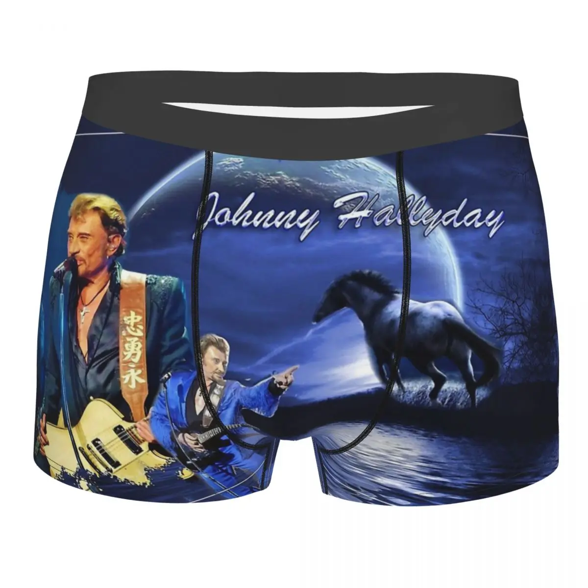 

Johnny Hallyday Rock Music French Singer Gift For Fans Underpants Cotton Panties Men's Underwear Print Shorts Boxer Briefs