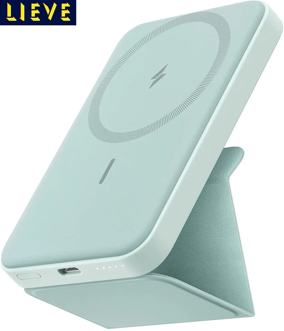 

622 Magnetic Wireless Portable Charger (MagGo), 5000mAh Foldable Magnetic Battery and USB-C for iPhone 13/12 Series (Buds Green)