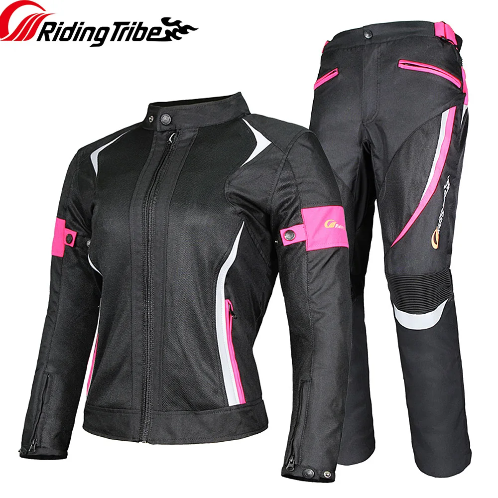 

Women Motorcycle Jacket Pants Summer Ladies Riding Raincoat Safety Suit with 9pcs Protective Gears and Waterproof Lining JK-52