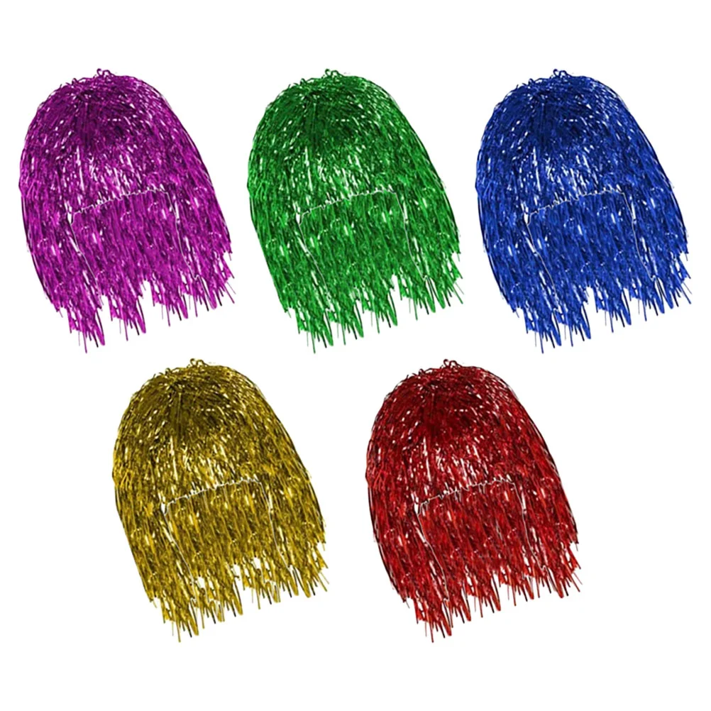 

5 Pcs Party Wigs Masquerade Foil Tinsel Cosplay Charming Flash Fashionable Fake Hair Funny Plastic