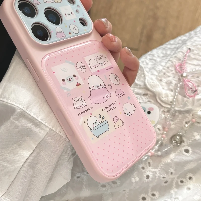 Фото Милый корейский чехол для телефона с дельфином для iPhone 17 Pro 16 15 14 Pro Max, чехол с цепочкой, кавайный мультяшный чехол с тюленем для 17 Pro Max Funda №5