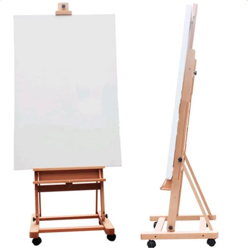 

Adjustable Height Beech Wood Studio Painting Stand Multi-Function Studio Artist Easel Large 360-Degree Wheel Rolling
