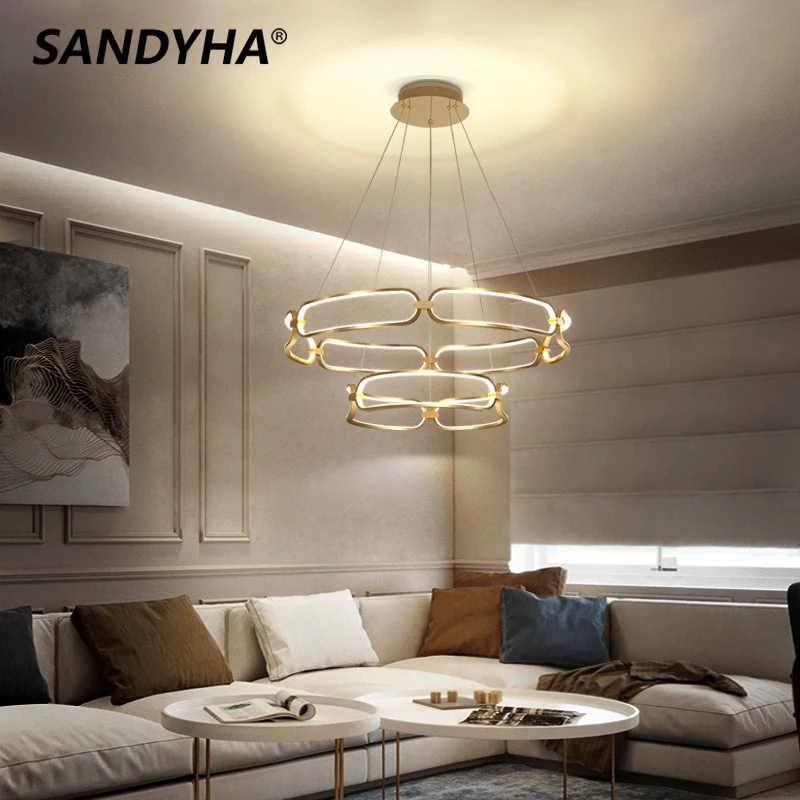 

Modern Simple Atmosphere Pendant Light S New Ring Lamp Led Chandeliers for Bedroom Living Dining Room Lustre Salon Design Luxe