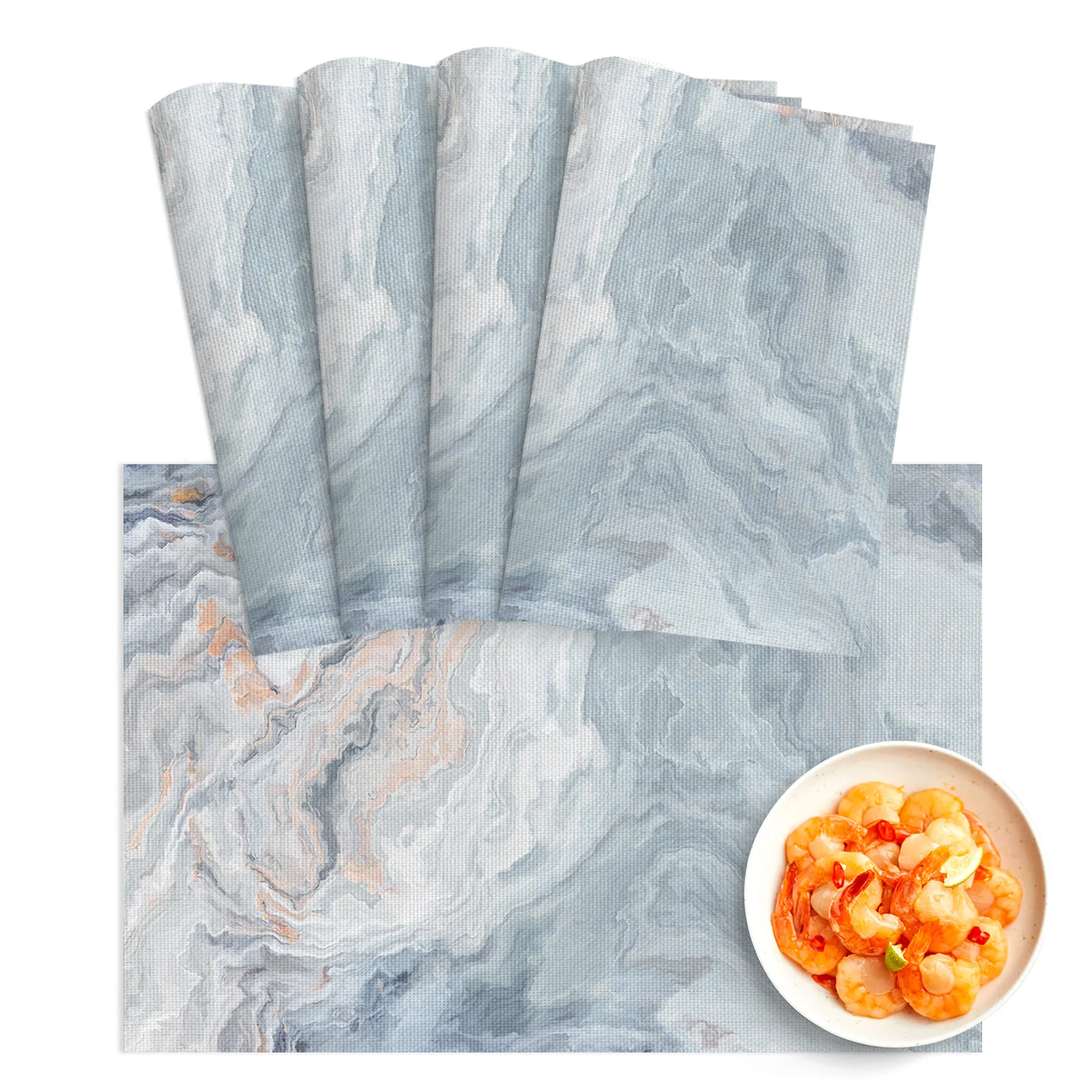 

4/6Pcs Table Mat Marble Bowl Pad Coaster Set Washable PVC Dining Table Placemats Home Decoration Kitchen Accessories