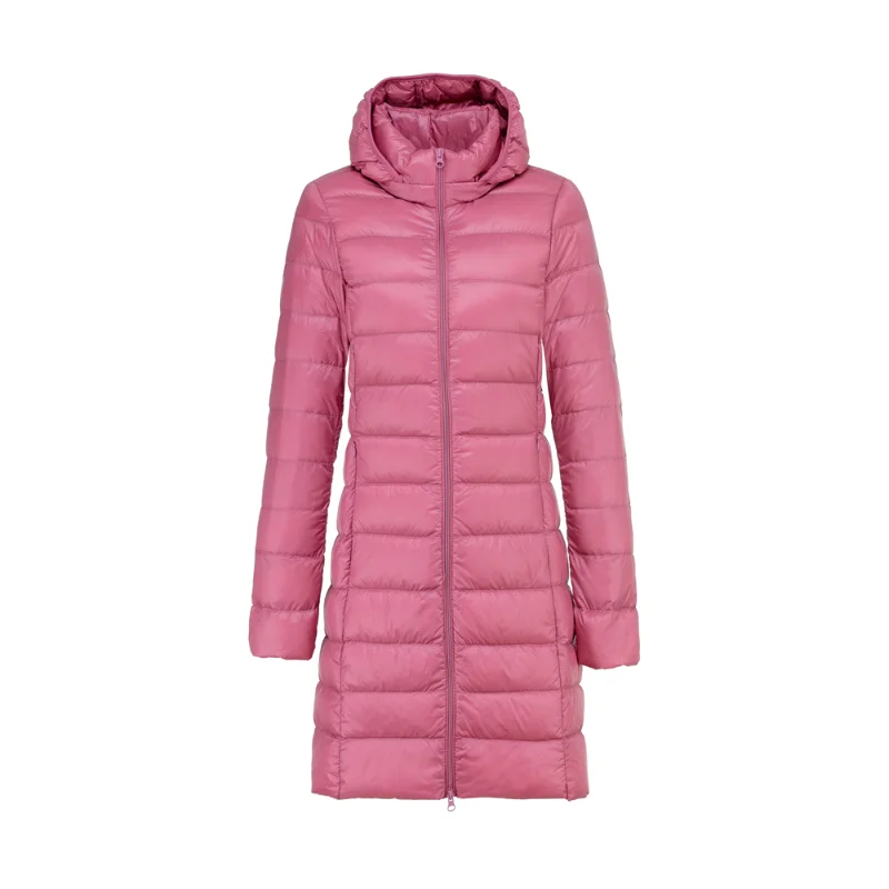 Women Spring Lightweight Packable Long Down Jackets 2022 New Hood Removable Women Female Portable Fluffy Winter Puffer Jacket