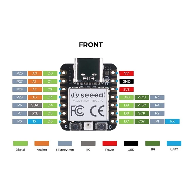 Фото Микроконтроллер Seeeduino XIAO RP2040, с двухъядерным процессором ARM Cortex M0 +, для Arduino, MicroPython №4