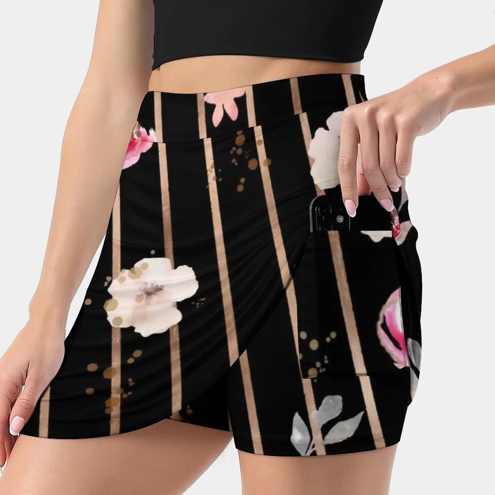 

Женская мини-юбка с цветочным принтом, розовая/Золотая/черная мини-юбка для офиса, 2022