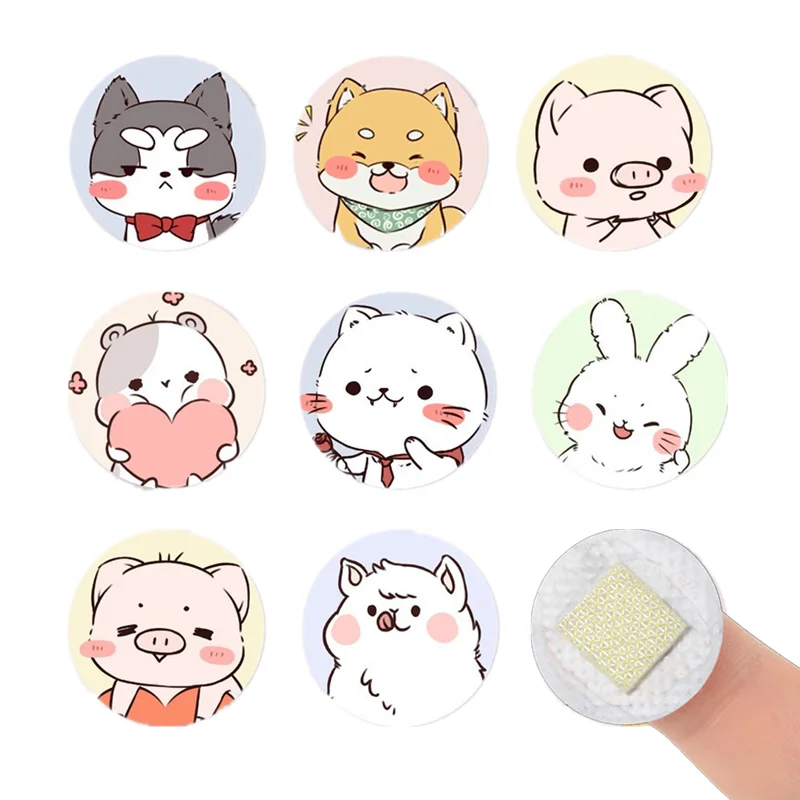120pcs/lot Cartoon Round Skin Injection Wound Patch Waterproof Animal Pattern Kawaii Breathable Band Aid Bandages Plasters