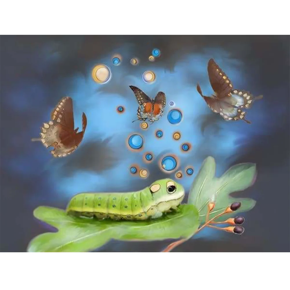 Diamond painting Handmade DIY embroidery Caterpillars break cocoons and become butterflies square round diamond decoration gift