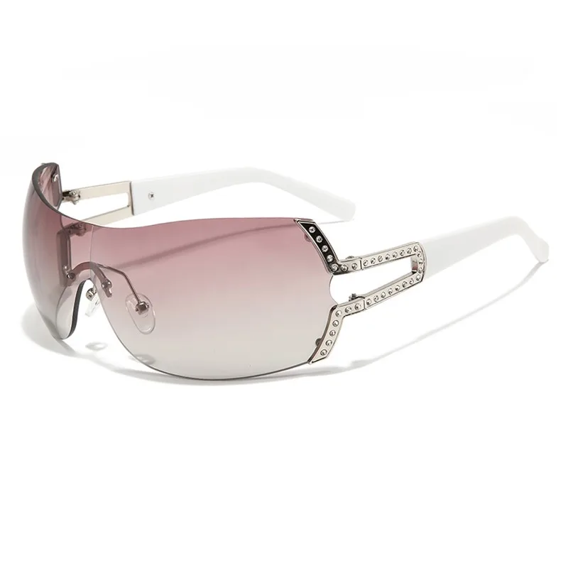 

Женские солнцезащитные очки без оправы Y2k, футуристические солнцезащитные очки, женские цельные очки, Популярные Роскошные панковские очки для девушек, оттенки из сплава