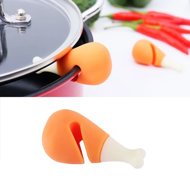 

Силиконовая крышка для кастрюль с защитой от протекания, Мультяшные милые куриные барабанные палочки, форма для кухни, предотвращение пере...
