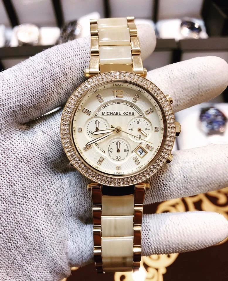Фото Женские роскошные дизайнерские наручные часы Michael Kors Parker Series MK-5632, водонепроницаемые часы с бриллиантами, модный изысканный подарок для подруги №3