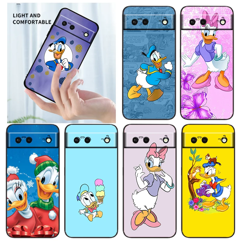 

Anime Cute Donald Duck Phone Case For Google Pixel 7 6 Pro 6A 5A 5 4 4A XL 5G Black Shell Soft TPU Cover Fundas Coque Capa