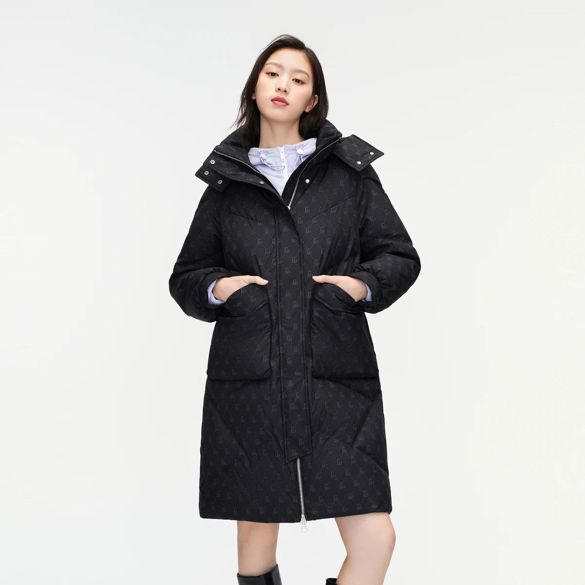 

BOSIDENG 2023 new winter jacket long jacket women hooded coat thicken warm outwear B30145252