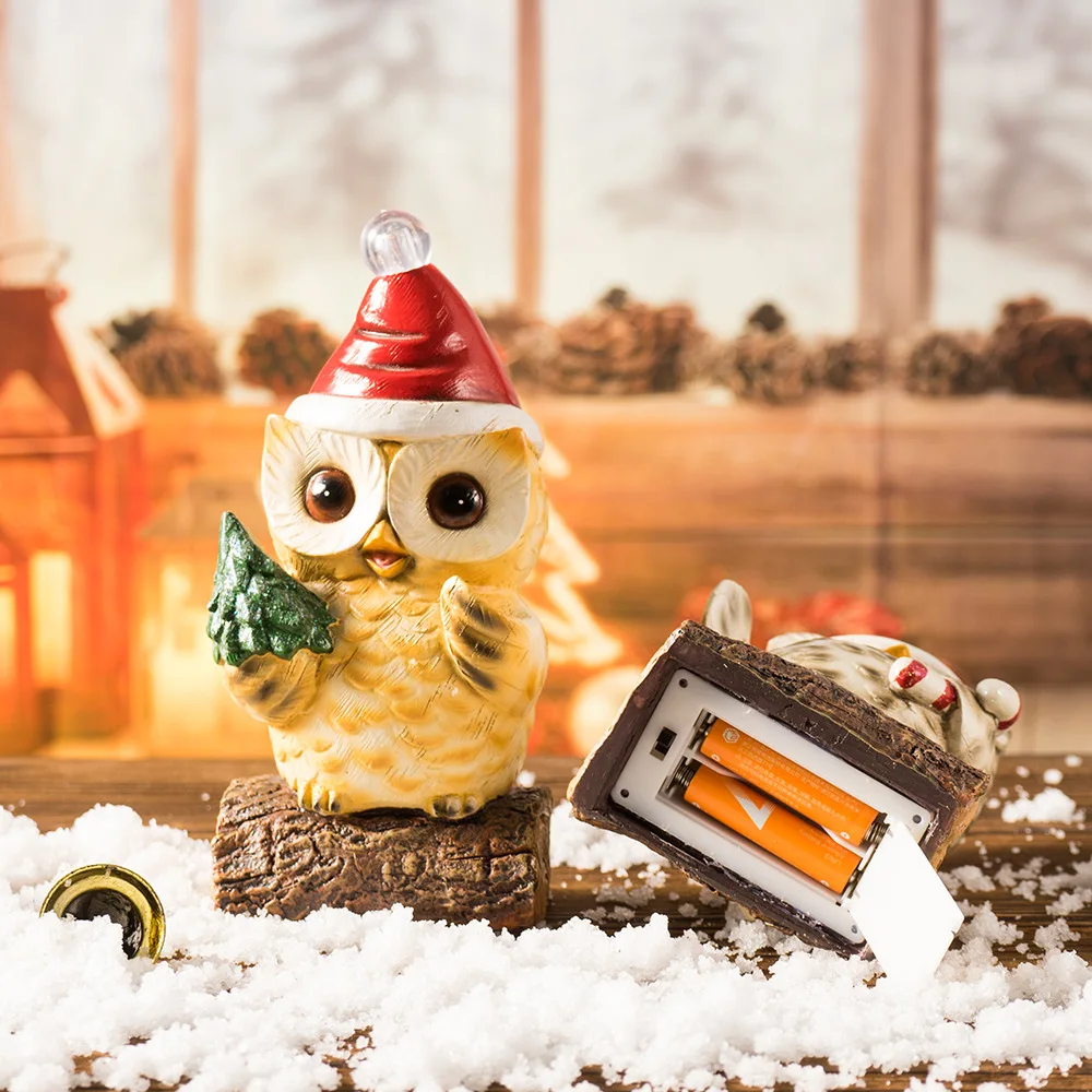 Статуя совы из смолы рождественские светодиодные огни украшения креативные