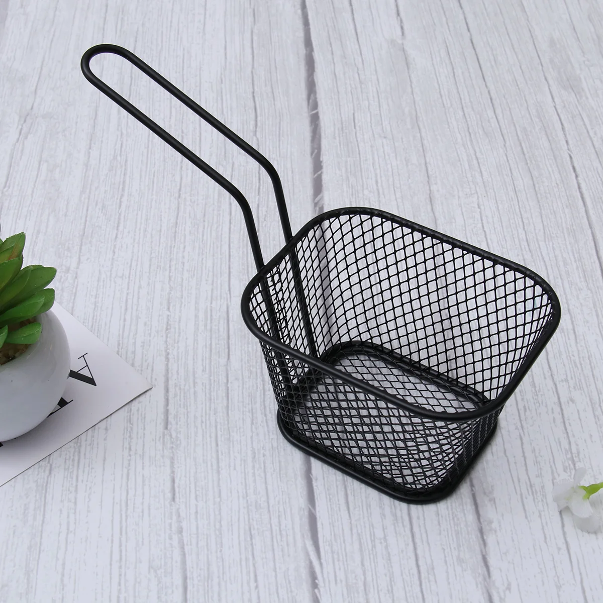 

Skimmer Basket Metal Potatoes Fried Oil Strainer Basket Chips Onion Rings Chicken Drain Colander for Home Kitchen Black