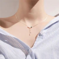 2022 korean silver color shiny butterfly necklace for women exquisite tassel pendant clavicle chain necklace simple jewelry gift
