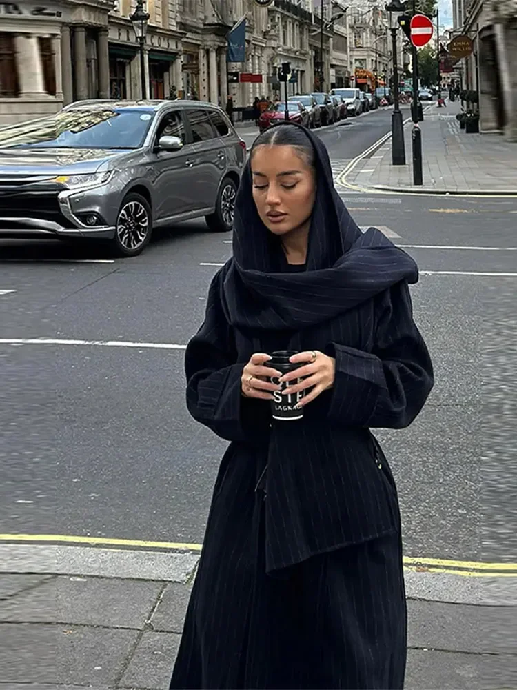 Тренчкот женский длинный в полоску винтажный Повседневный Свободный плащ на