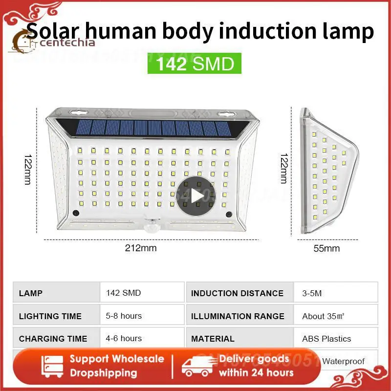 

LED Solar Light Outdoor 142LED Human Body Induction Lamp Powered For Garden Lawn Wall Street Light Waterproof Garden Decoration