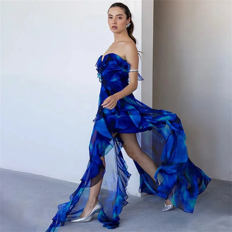 Синий сексуальный слитный купальник с эффектом пуш-ап и юбка женский оборками