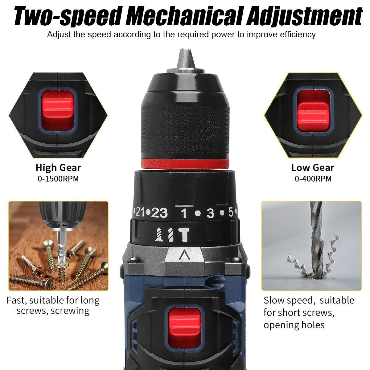 Беспроводная электрическая дрель WOZOBUY Аккумулятор 16