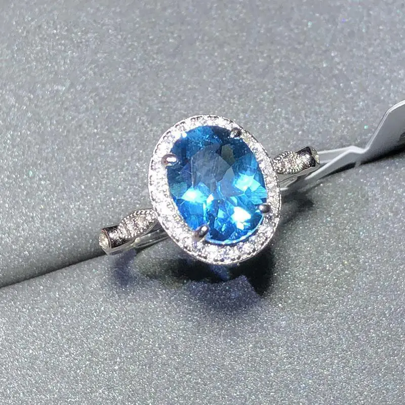 

Оригинальный дизайн, регулируемое кольцо с сапфировым овальным голубьим яйцом, сверкающее очаровательное серебряное женское ювелирное из...