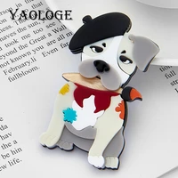 yaologe lovely style womens brooch acrylic material cute dog shape woman pins brooches hot selling girls jewelry drop shipping