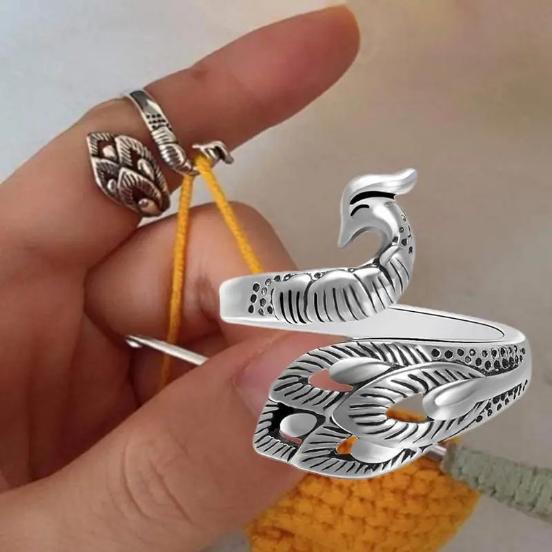 

DIY Handmade Knitting Ring Crochet Finger Thimble Yarn Guides Adjustable Open Fingering Tools Adjustable Knitting
