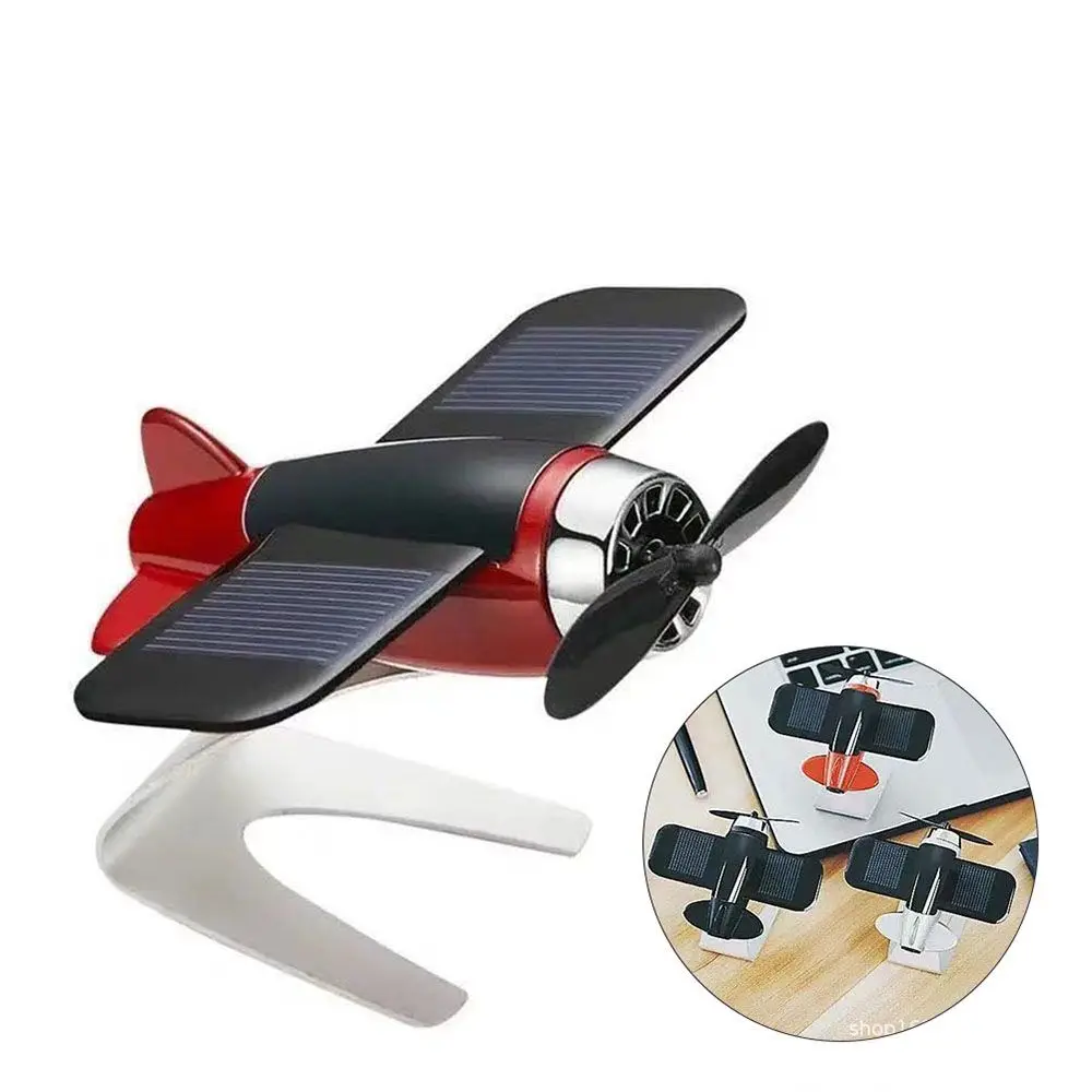 Mini Car Air Freshener Solar Panel Airplane Model with Solid Fragrant Car Perfume Aroma Diffuser Ornament Auto Decor Accessories