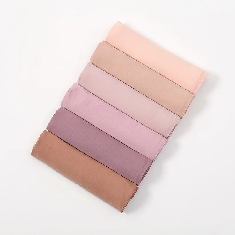 Женский Хлопковый Модальный Однотонный Хиджаб Длинная Шаль Мягкая Пашмина