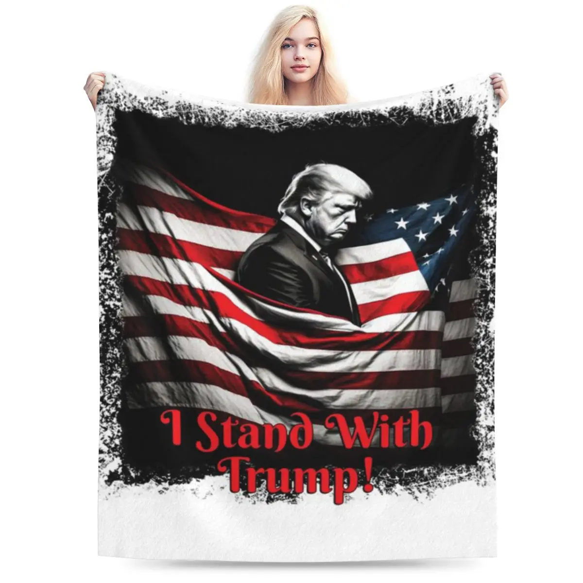 Я стою с Трампом. Ультрамягкое одеяло из микрофлиса.